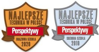 Loga przedstawiające tarcze - wyróżnienia dla najlepszych techników w Polsce