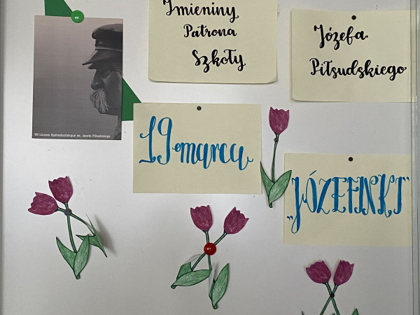Okolicznościowa gazetka z napisem  19 marca Józefinki