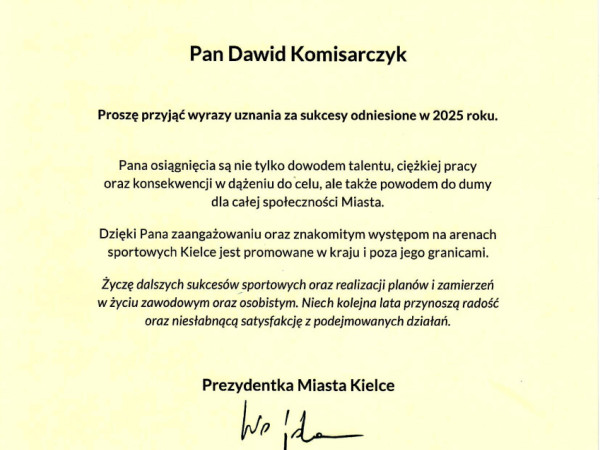 Dyplom z podziękowaniem