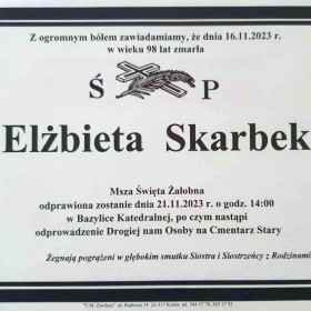 Świętej Pamięci Elżbieta Skarbek