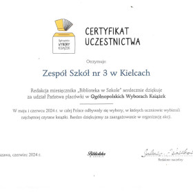 Certyfikat uczestnictwa