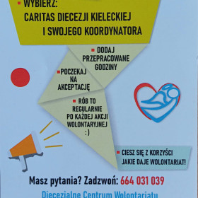 Ulotka informacyjna Diecezjalnego Centrum Wolontariatu